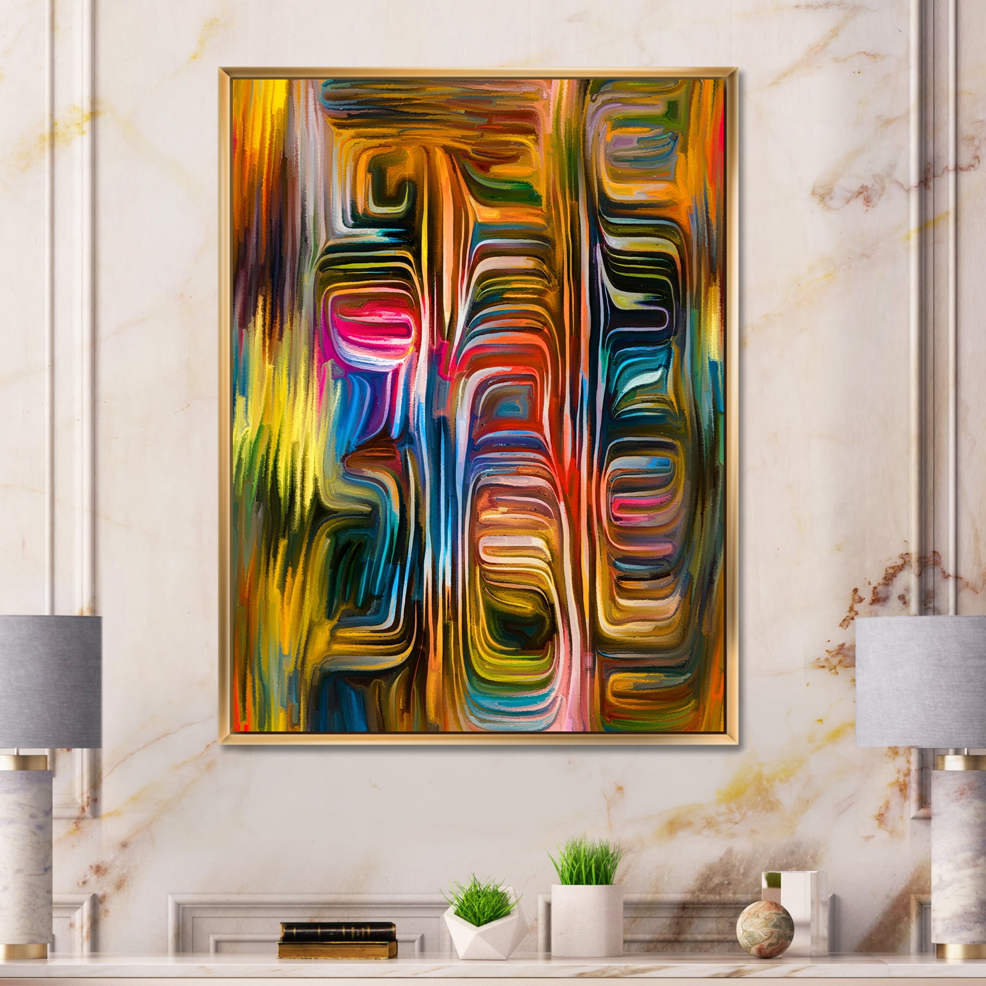 Designart 'Colour Spiral Fusion II' Modern Framed Canvas Wall Art Print