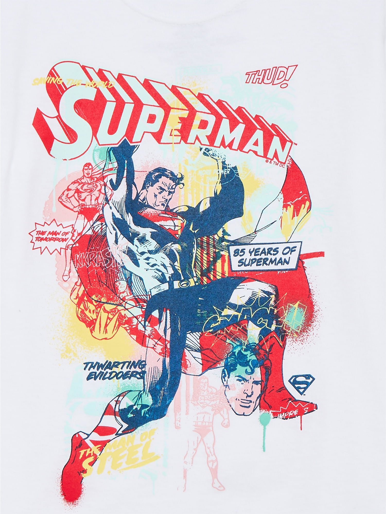 Superman Boys Cotton Graphic Tee with Short Sleeves, Sizes XS-2XL