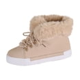 thumbnail image 3 of Msgweeeg Ankle Boots Women Women Boots Ankle Women's Fashionable Casual Winter Comfortable Thickened Fleece-Lined Warm Snow Boots Solid Color Round Toe Front Lace-Up Flat Ankle Boots, 3 of 9