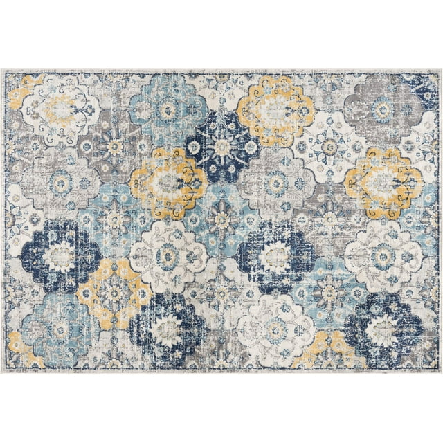 Rug Branch Savannah 2' x 2' (Exact Size: 2'3" x 2') Mid-Century Modern Modern Indoor Doormat Rug, Blue Grey, Contemporary Entryway, Hallway, Bathroom, and Kitchen