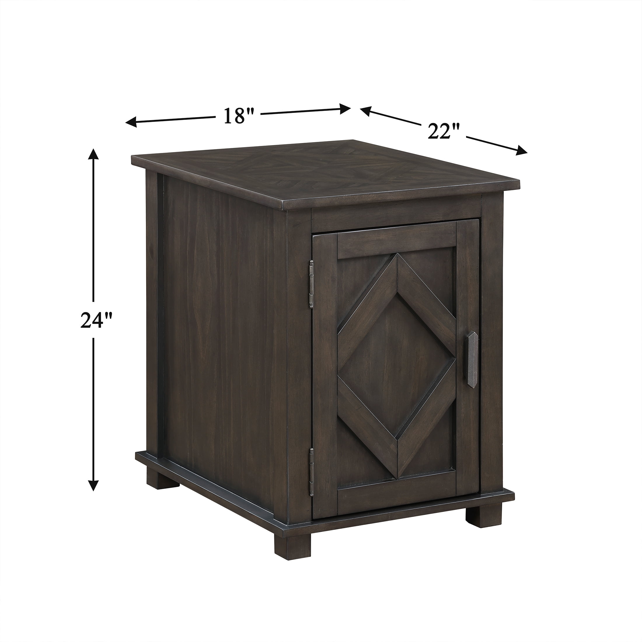 OakvillePark Lior Wooden Chairside Table with Cabinet Storage, Brown
