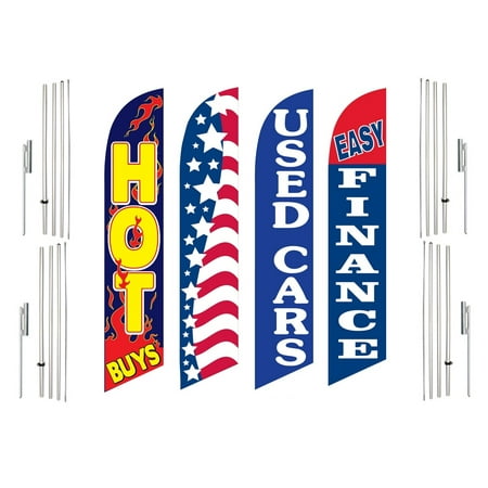 4 Swooper Flags With 4 Pole Kits Hot Buys Patriotic Used Cars Easy Finance