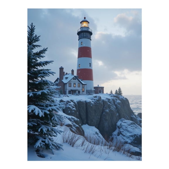 Diamond Art Kit for Adults, Snowy Lighthouse Winter Coastline Diamond Painting for Adults Beginners, 5D DIY Diamond Art Painting Kits, Colorful Diamond Painting Craft for Home Decor 12x16