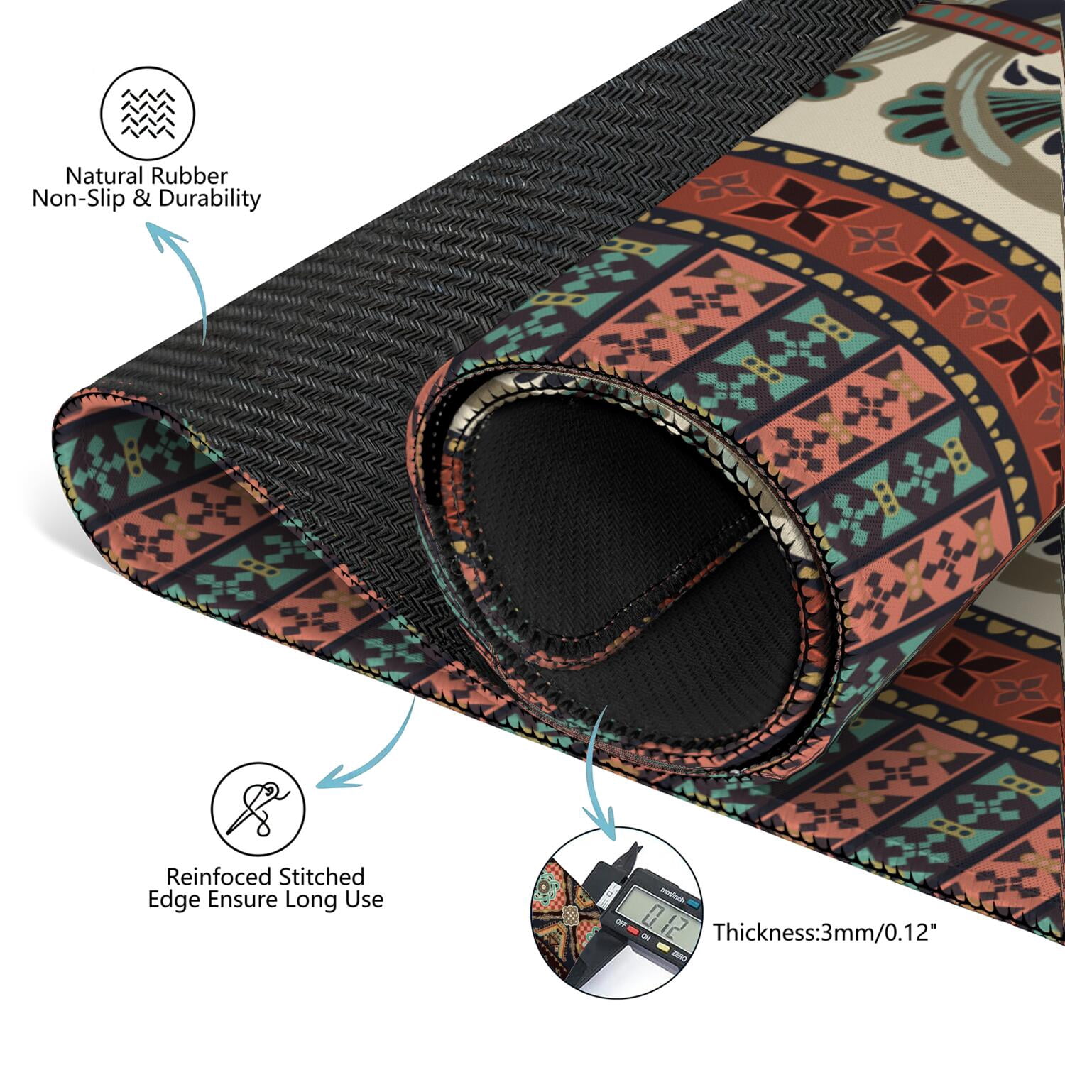 31.5 Inch Bohemian Game Mat Made of Premium Rubber Material with Anti-Slip Surface Grip and Noise Dampening Properties for Mahjong Tiles Board Games