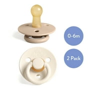 Itzy Ritzy Natural Rubber Infant Pacifiers; for Ages 0 - 6 Months; 2-Pack of Coconut & Toast