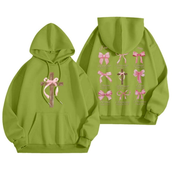 CAIVO Hoodies For Women Word Graphic Sweatshirts Vintage Hoodie Trendy Preppy Clothes Long Sleeve Sweatshirt Tops Christmas Winter Relaxed Fit Pullover