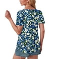 thumbnail image 4 of Women's Shirts Summer New T-Shirt Colorful Floral Print Blouses Round Neck Puff Sleeve Short Sleeve Shirt Pullover Top, 4 of 6