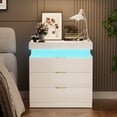 thumbnail image 2 of Nightstand with Charging Station and LED Lights,Night Stand with Sliding Top for Bedroom,Bedside Table with Drawers,Modern End Side Table,White.28.8''W x 1, 2 of 5