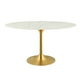 thumbnail image 3 of Modern Deco Contemporary Urban Design Kitchen Dining Room Dining Table, Metal Steel Artificial Marble, Gold White, 3 of 4