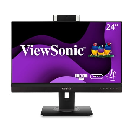 UPC: 0766907018950 | ViewSonic VG2456V 24 Inch 1080p Video Conference Monitor with Webcam  2 Way Powered 90W USB C  Docking Built-In Gigabit Ethernet and 40 Degree Tilt Ergonomics for Home and Office