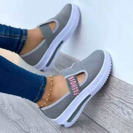 

ZXHACSJ Summer New Platform Shoes Hollow Sandals Mesh Casual Shoes Women s Shoes Gray 38