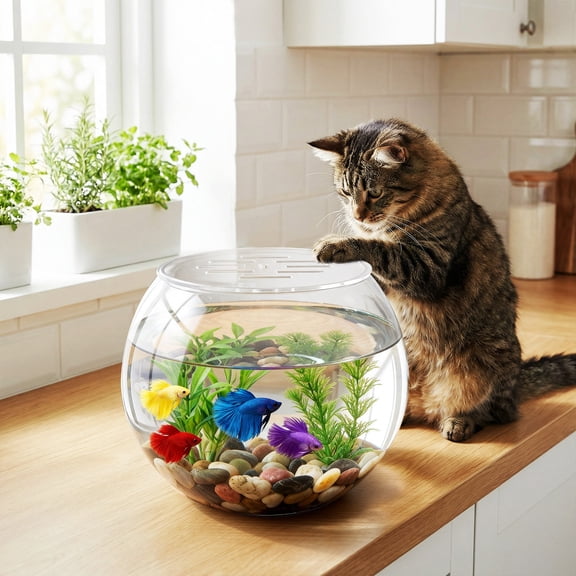 TABLZONE Clear Acrylic Aquarium Lid with Anti- for Round Fish Tanks, Fish Cover