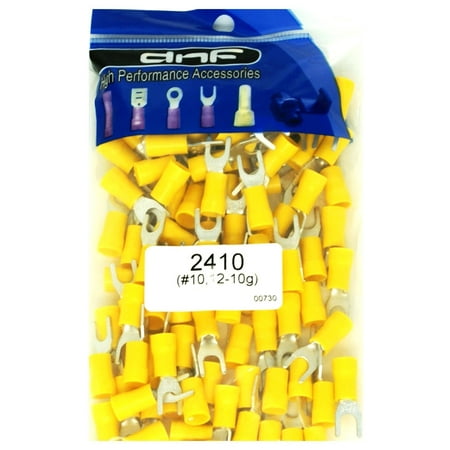 Barrier Spade Terminal - DNF 100 Pack Copper 12-10 Gauge Yellow Spade Electrical Terminals #10