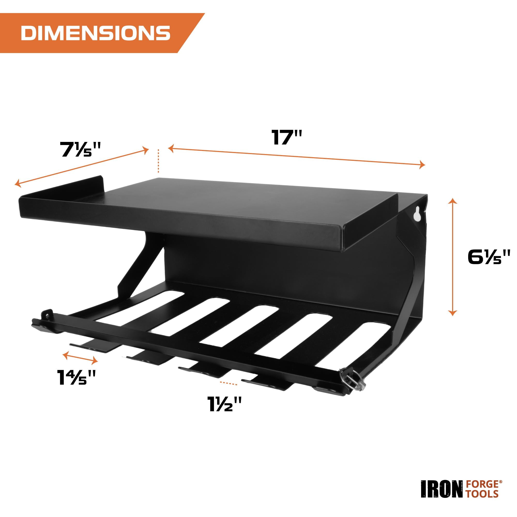 Iron Forge Tools Metal Power Tool Organizer Wall Mount - 5 Drill Holder Cordless Powertool Dock, Enclosed Utility Trailer & Garage with Locking Rack