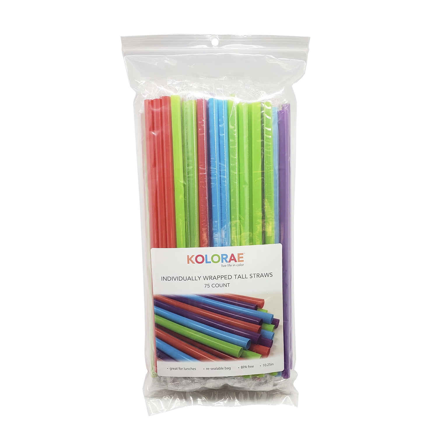 KOLORAE Reusable Drink Pouches with Straws 12 Count