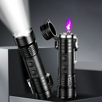 2 in 1 Rechargeable Flashlight with Lighter, Multifunctional Windproof Electric Lighter Flashlight, Automobile Flashlight Charging Lighter for Emergency Candle, Camping Hiking