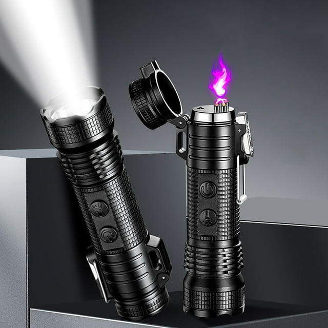 shyuyusaMulti Function Waterproof Flashlight Arc Rechargeable Lighter 2 in 1 Creative Cigarette Lighter for Outdoor