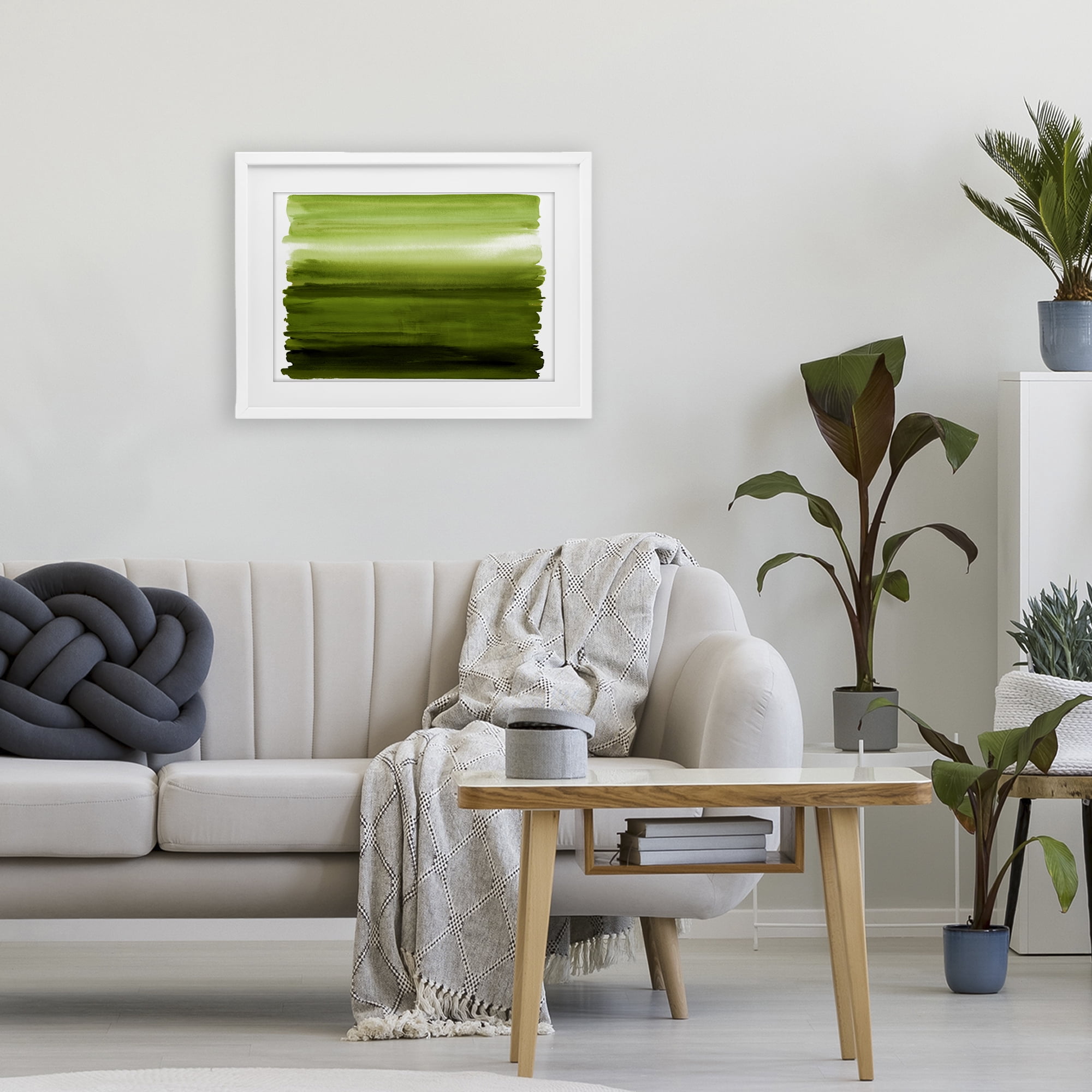 Stupell Industries Ombre Green Gradient White Framed Print Under Glass, design by Allie Corbin