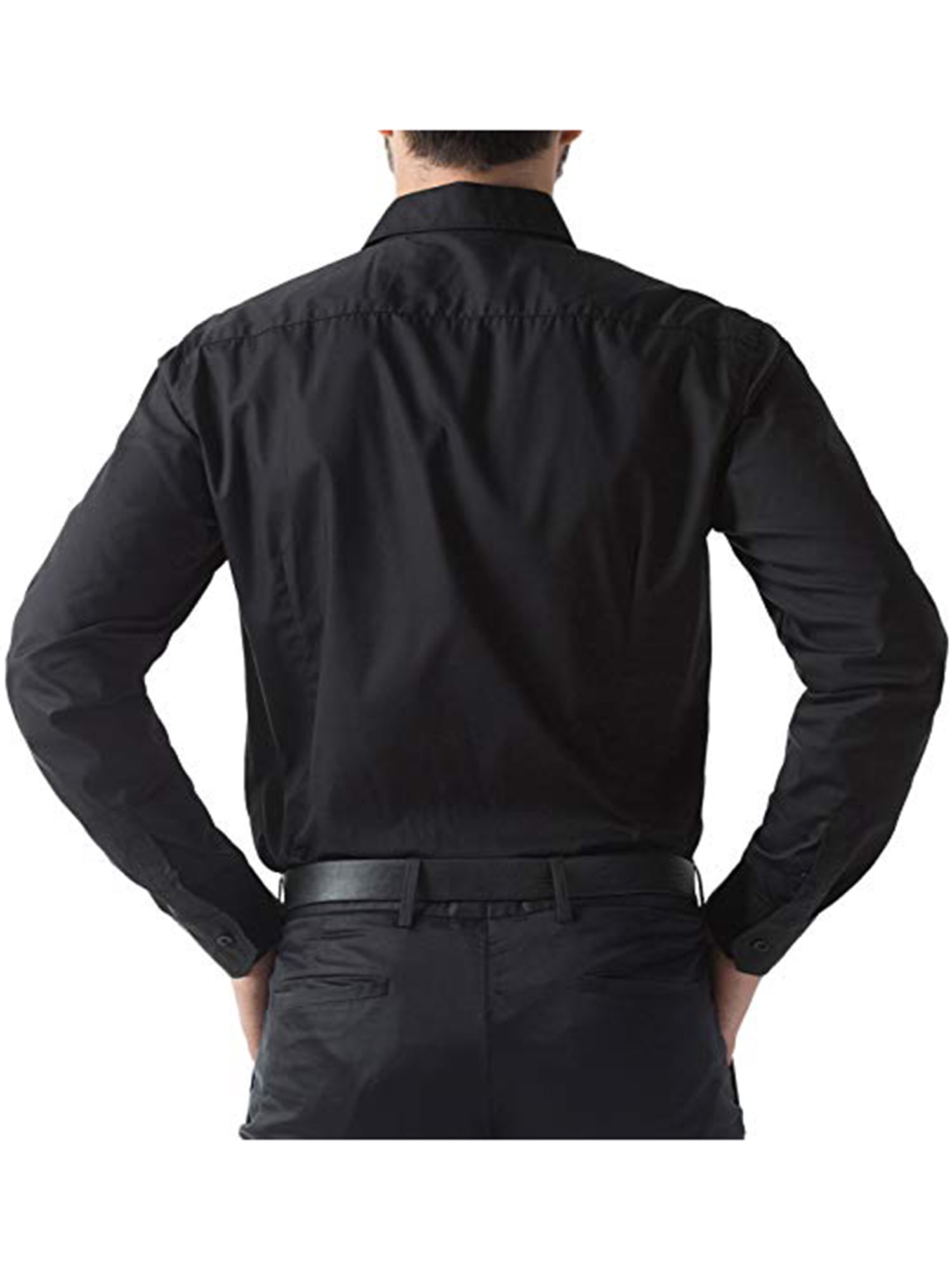 black long sleeve dress shirt walmart Men's Casual Dress Shirts Long Sleeve Work Shirt Button Down Collar Cowboy Shirts Regular Fit Black XL