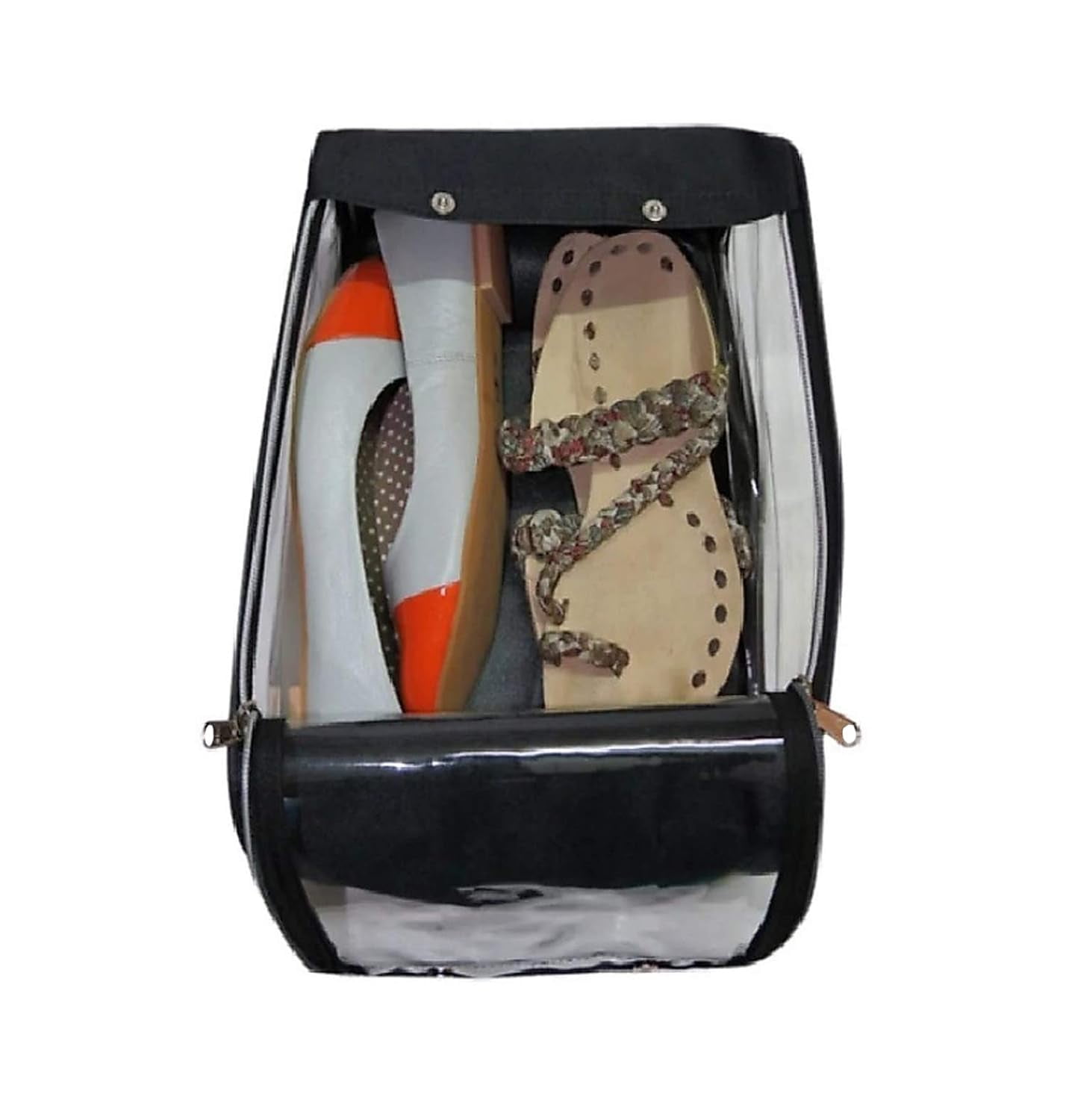 atorakushon Fabric Shoe Cover Travelling Storage Bag Footwear Wardrobe Organizer Pouch Black Pack of 2