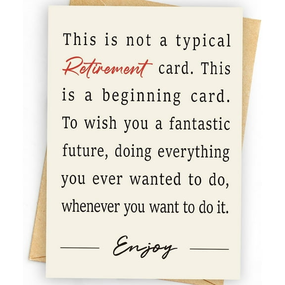 Inspirational Retirement Card – "Not a Typical Retirement Card" – Perfect for Celebrating New Beginnings – Blank Inside with Envelope Included