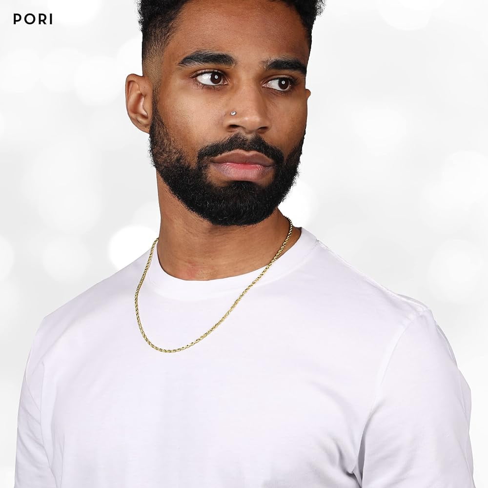 PORI JEWELERS 14K Yellow Gold 1.5MM, 2MM, 2.5MM, 3MM, 4MM, or 5MM Hollow Diamond Cut Rope Chain Necklace - Sizes 16" -30"