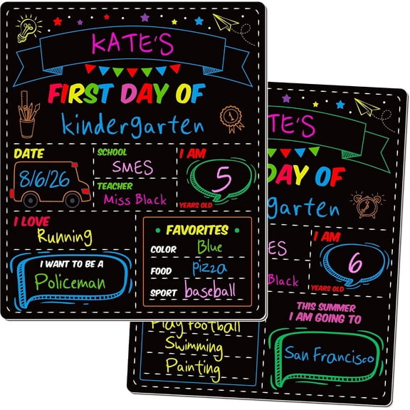 First and Last Day of School Board, Paper to Class Chalkboard for | 10 X 12 IN Double Sided of School Board, Blank Writing School Sign, Memories and Milestones