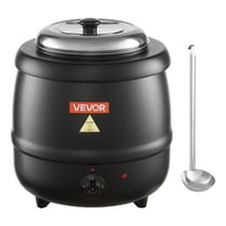 VEVOR Electric Soup Warmer, 10QT Commercial Soup Kettle with 304 Stainless Steel Detachable Insert Pot, 95~176°F Adjustable Temperature, Soup Station for Restaurant and Big Family, Black
