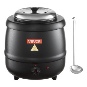 VEVOR Electric Soup Warmer, 10QT Commercial Soup Kettle with 304 Stainless Steel Detachable Insert Pot, 95~176&deg;F Adjustable Temperature, Soup Station for Restaurant and Big Family, Black