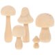 thumbnail image 1 of 5pcs Unfinished Mushroom Ornaments Kids DIY Mushrooms Wooden Mushrooms, 1 of 3