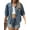 Blue, variant on Women 3/4 Sleeve Short Denim Jacket Lapel Button Down Cropped Trucker Jean Jackets Coats Blue S