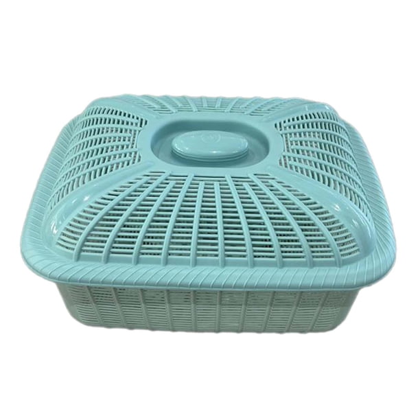 Cesta de frutas con tapa Cesta para servir alimentos Colador Cesta de pan de mostrador con Azul Medio