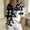 Black-White, variant on Asgosdo Women Tops Shirts 3/4 Sleeve Notched V Neck Black Base Teal Glow Floral Bokeh Print Loose Flowy Decorative Button Casual Blouses Four Season Womens Tops