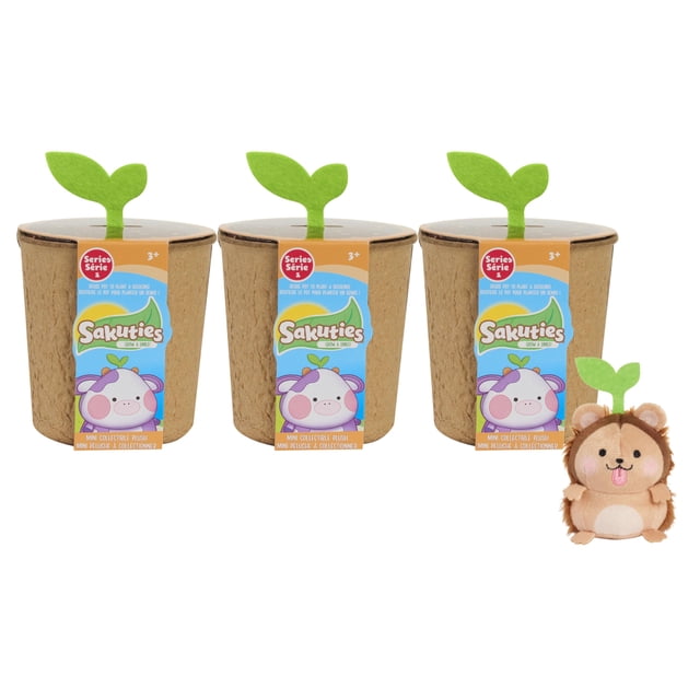 Just Play Sakuties Mini Animales de Peluche estilizados coleccionables, Paquete de 3 estores coleccionables Just Play NA