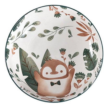 

Ceramic Serving Bowl Anti-hot Dessert Salad Bowl Japanese Style Animal Pattern Bowl