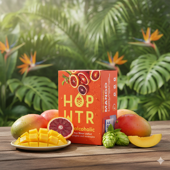 🍊 HOP WTR Sparkling Hop Water, Blood Orange, Non-Alcoholic, 12 fl oz Cans, 6-Pack – Crisp & Refreshing ✨