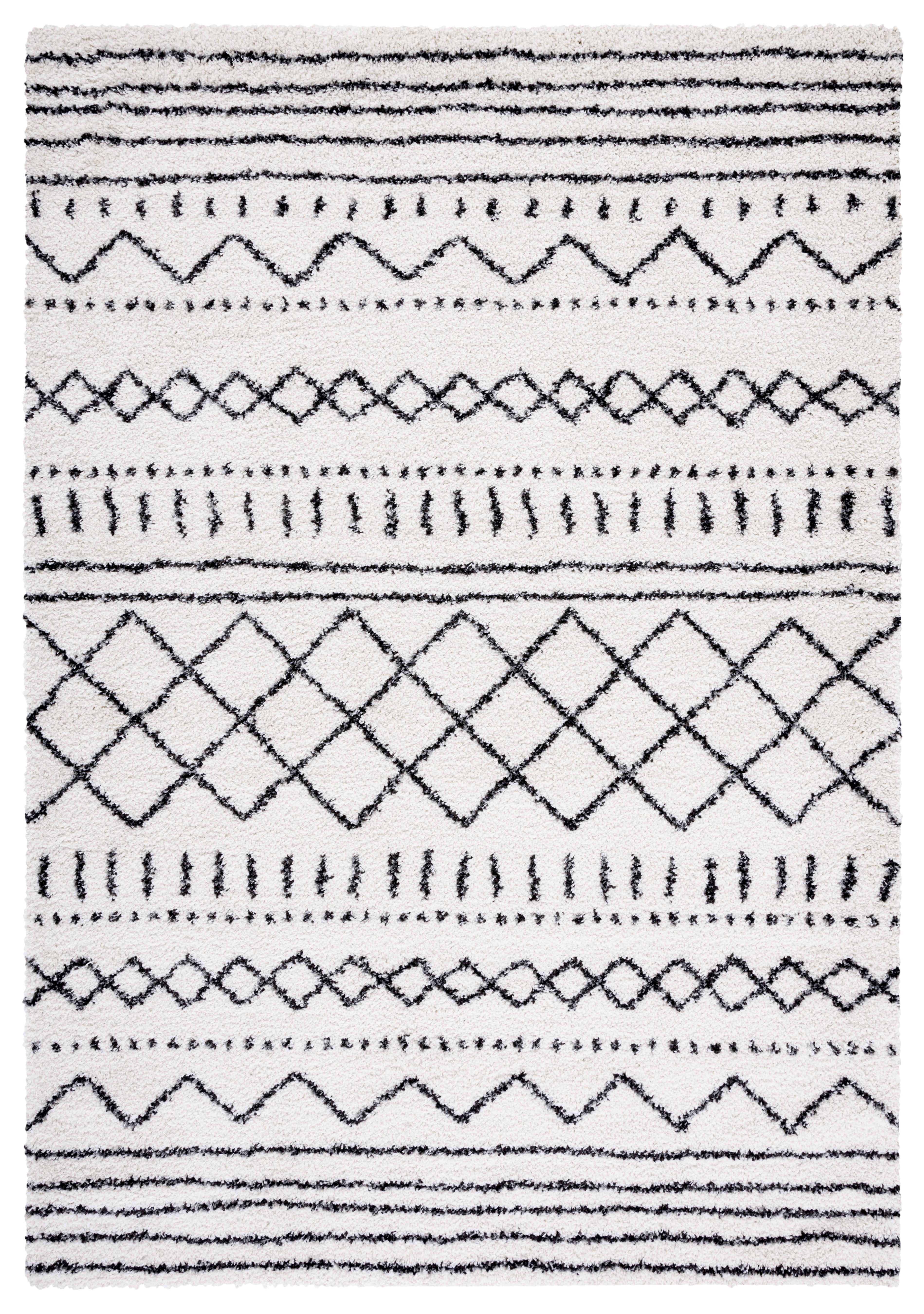Safavieh Arizona Teagan Geometric Shag Area Rug, Ivory/Black, 7' x 10'