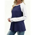 thumbnail image 3 of Maplenight Long Sleeve Shirts for Women Color Block Raglan Tops Dressy Casual Crewneck Basic Tees Fall Fashion Outfits, 3 of 7