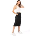 thumbnail image 4 of Wax Jean Womens Juniors High Waist Back Slit Midi Cargo Skirt (Black, Small), 4 of 4