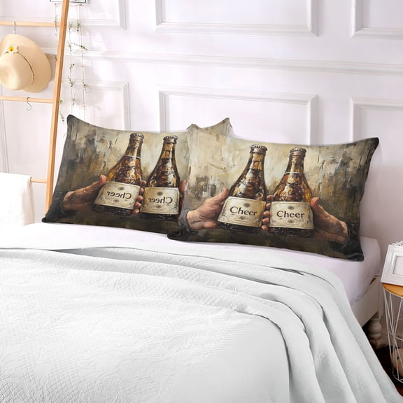 Pillow Case Plush Pillow Two Bottles Of Cheer Painting Case standard size/King size/Queen size Bed Pillow Pillowcases