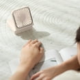 thumbnail image 2 of Beige Portable Makeup Mirror Neck Fan Multifunctional Rechargeable Digital Display Folding Long Battery Life For Students Personal Cooling Compact Design #K5V2e, 2 of 6