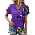 thumbnail image 2 of ALLLIST Spring Tops for Women Short Sleeve Purple V-Neck Graphic Button T-Shirts Casual Women Blouses, 2 of 4