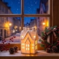 thumbnail image 5 of White Ceramic Christmas Village House Tea Light Holder, Decorative Seasonal Accent, Versatile Display, for Christmas Tree, Mantel, Shelf, Doorway, Living Room and Holiday Party Decor, 5 of 7