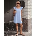 thumbnail image 5 of Merokeety Womens Summer Dresses Square Neck Bow Back Mini Dress With Pockets Lightblue m, 5 of 6