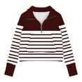 thumbnail image 3 of Teen Girls Sweatshirt Cute Stripe Printed Long Sleeves Sweatshirts Casual Crew Neck Fall Winter Pullover Tops Clothes Casual Comfy Fleece Jumper School Warm Girl Coat, 3 of 4
