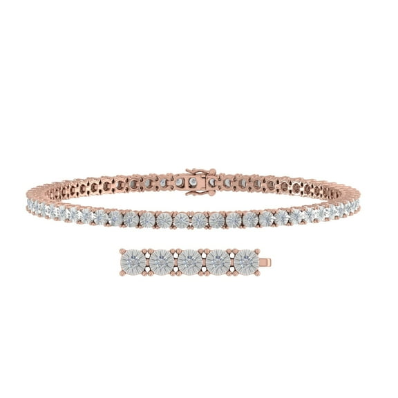 1 Carat Diamond Tennis Bracelet in 14K Rose Gold (7.25 Inch) (I1-I2 Clarity)