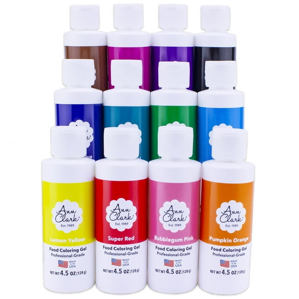 Ann Clark Culinary-Grade Food Coloring Gel Large 4.5 oz Bottles 12 ...