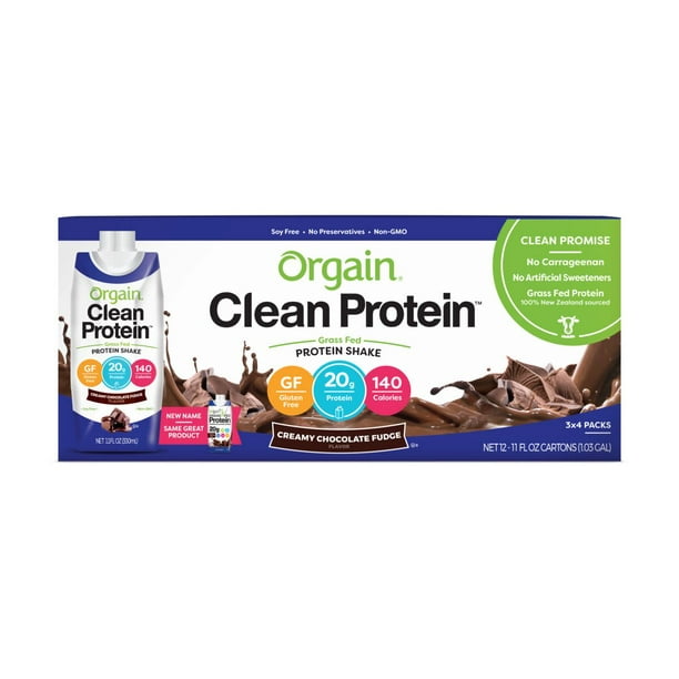 Orgain Clean Protein GrassFed Protein Shake, Creamy Chocolate Fudge