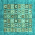 thumbnail image 1 of Ahgly Company Machine Washable Indoor Square Abstract Turquoise Blue Modern Area Rugs, 7' Square, 1 of 4