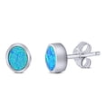 thumbnail image 4 of 7mm Oval Stud Women Earring Lab Created Blue Opal Solid 925 Sterling Silver, 4 of 5